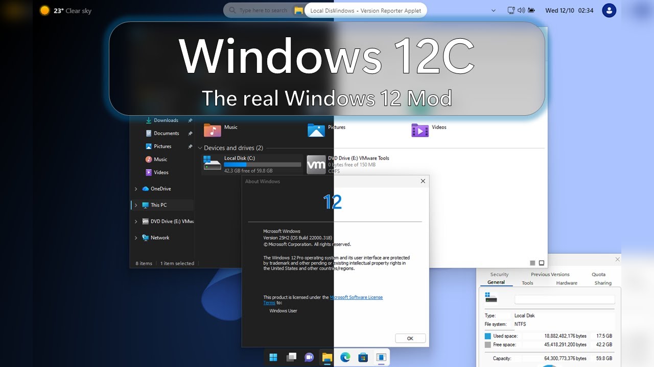 Модификация Windows 12C — настоящая предварительная версия Windows 12!