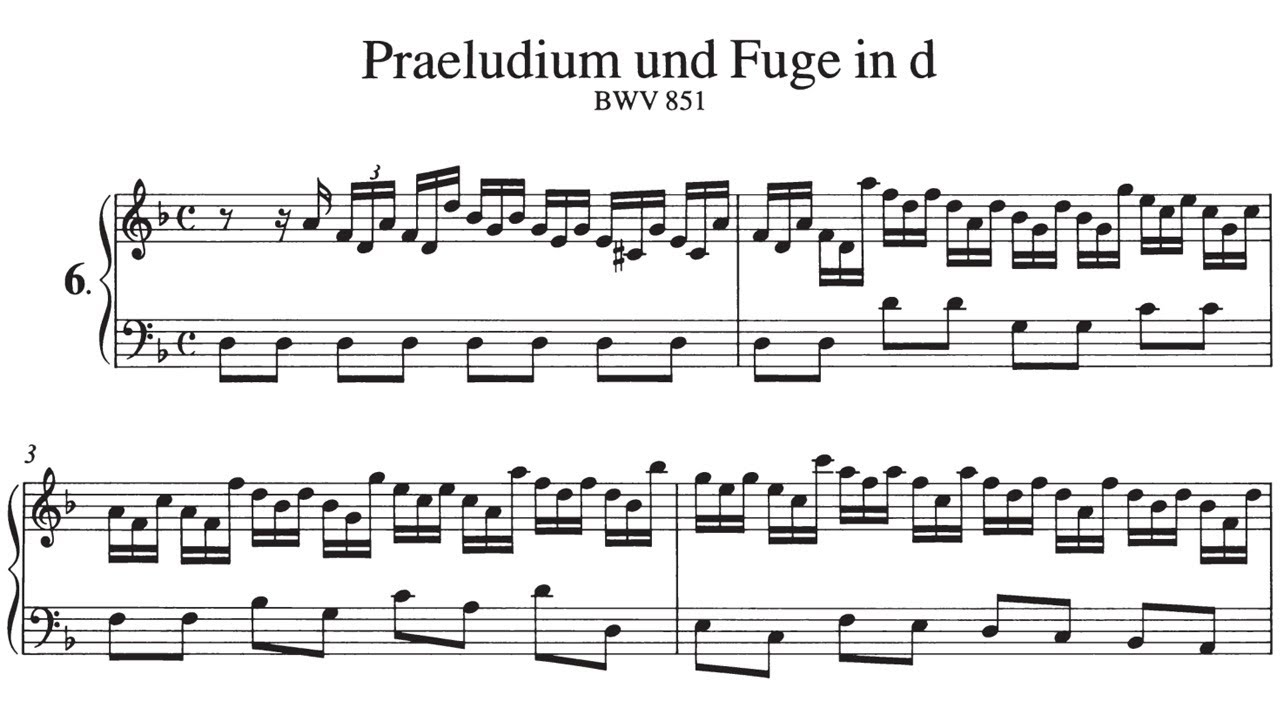 J. S. Bach - WTC I, Prelude & Fugue in D Minor, BWV 851, Harpsichord & Sheet Music