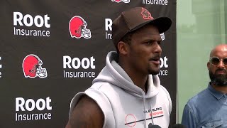 Deshaun Watson speaks to reporters for first time since March