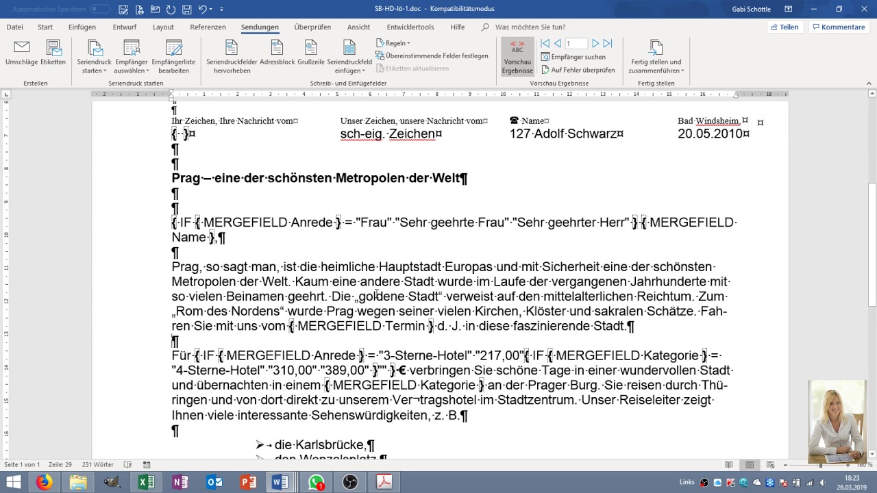 Serienbriefe filtern - Gabi Schöttle