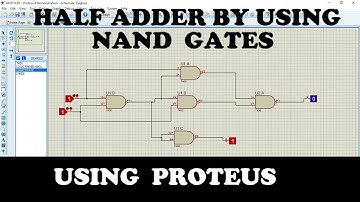 2.SIMULATION OF HALF ADDER BY USING NAND GATES ON PROTEUS.