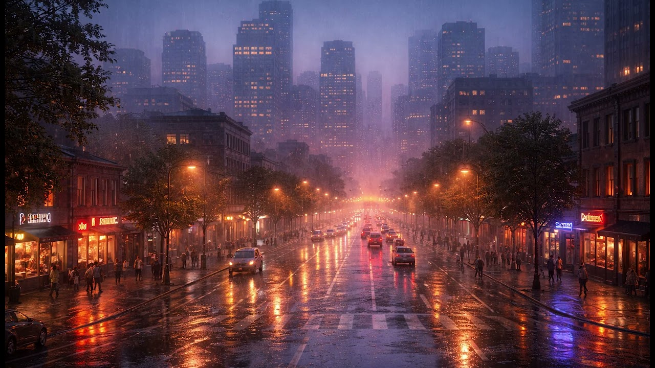 Cinematic Synth Lofi Chillhop Strings & Rainfall for Soulful Reflection 🏙️🌧️🌫️