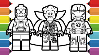 LEGO MARVEL Superheroes Coloring Pages Spiderman Doctor Strange Iron Man