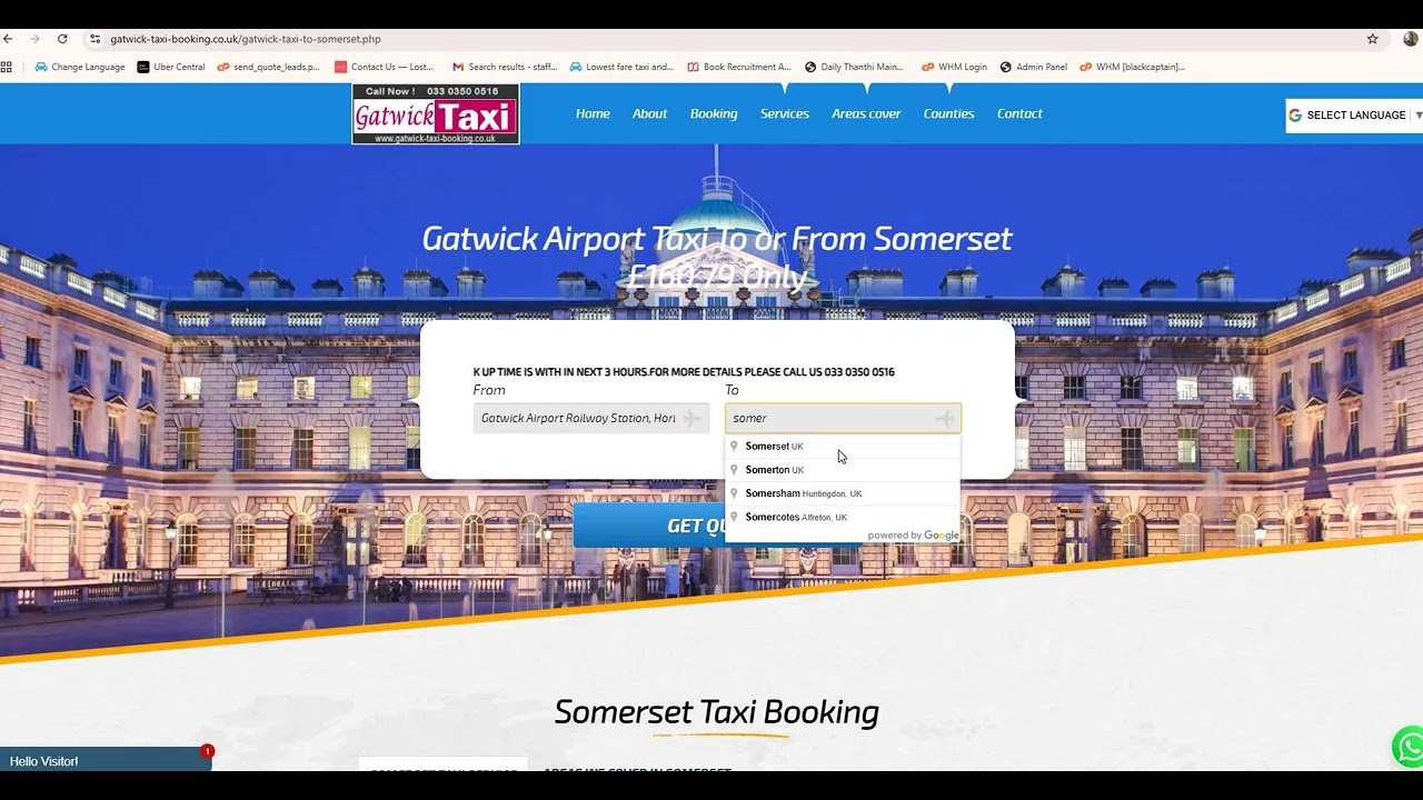 Gatwick to Somerset Taxi | Long Distance Transfer to Taunton, Yeovil & More