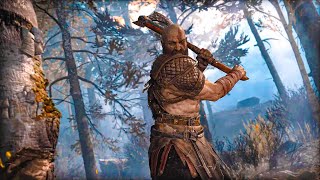 Kratos Cuts A Tree With Leviathan Axe