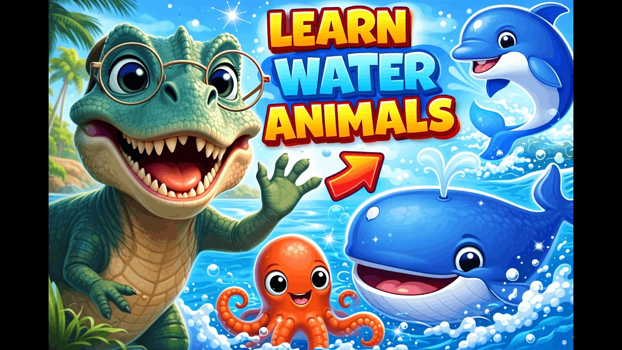 Sea Animals for Kids 🐬🐳 | Learn Water Animals | English Vocabulary for Toddlers