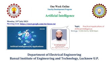 FDP  |Practical Application of Artificial Intelligence | Machine Learning | AI Applications