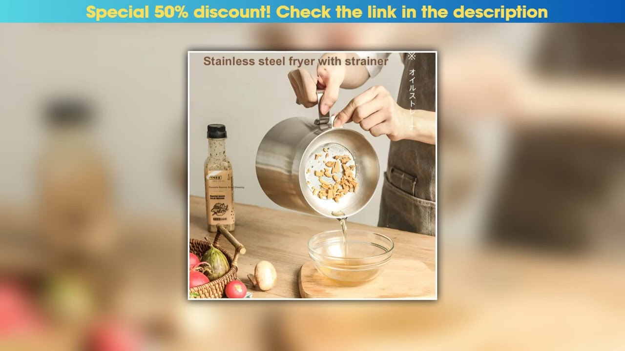 Today Only 2.2L Household Fryer Stainless Steel with Filter Drain Fryer Household Kitchen Lard Tank