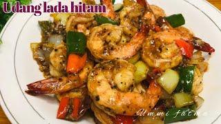 Udang lada hitam, ide menu prasmanan || hanya 5 menit siap disantap || black peppers prawns