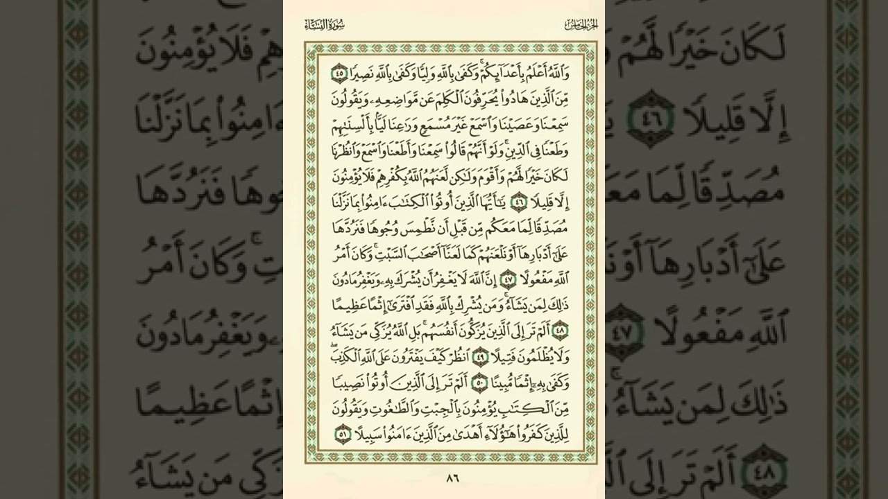 الوجه 86 من القرآن مكرر ١٠ مرات مع الآيات | سورة النساء | الشيخ عبد الباسط عبد الصمد