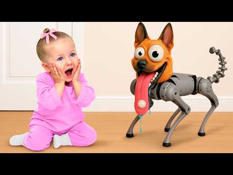 Niki & Eva Robot Dog Challenge! Is It Real? Secret Training