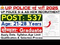 UP Police New Vacancy 2025 | Up Police SI Confidential ASI Clerk ASI Accounts Notification 2025 |
