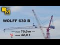 Assembling 42t capacity towercrane WOLFF 630B with 500 t Liebherr LTM 1500-8.1 at high rise building