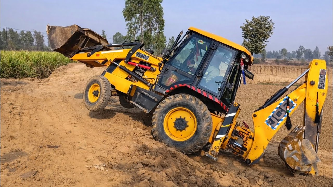 JCB 3 Machine Loading Red Soil into A Mahindra Tractor | JCB machine and Mahindra Tractor Video 