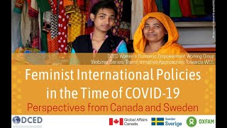 DCED webinar Feminist International Policies in the Time of COVID19: Perspectives of Canada & Sweden