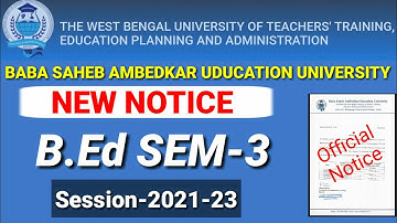 wbuttepa B.Ed SEM - 3 Grade Card Distribution Notice || Baba Saheb Ambedkar Uducation University ||