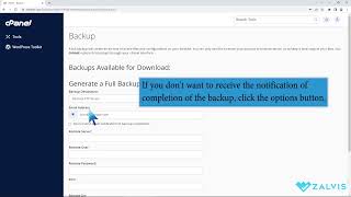 How to generate a cPanel backup and sent it to FTP Server with Zalvis