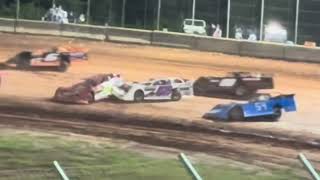 Spills at the 5th Annual Gene Maine Memorial at Needmore Speedway. All drivers were fine!