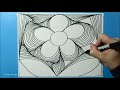 Daily Line Illusion #148 / 3D Flower Pattern / Satisfying Spiral Drawing / Art Therapy