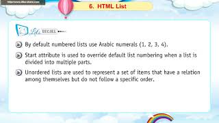 HTML List  Class   7  Chapter   6  Part   2