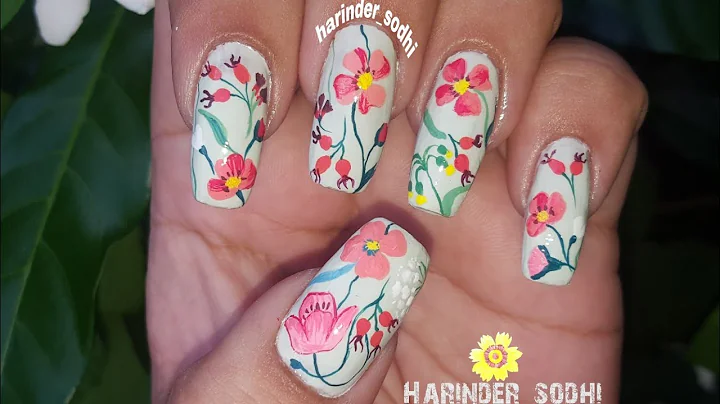Easy floral nail art for beginners/ pastel nail ar...