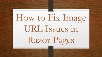 How to Fix Image URL Issues in Razor Pages