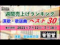 演歌・歌謡曲 週間売上げランキング ベスト30 2021年7月12日〜7月18日 @楽園堂 オリコンランキング調査協力店
