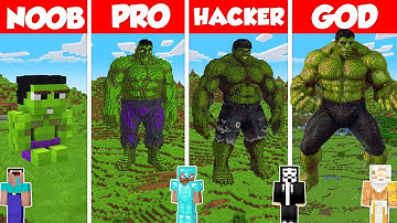 Hulk Statue Build Battle Challenge - Noob vs Pro vs Hacker vs God - Minecraft Animation