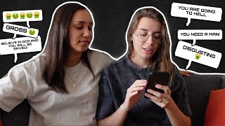 REACTING TO OUR HATE COMMENTS! Lesbian Couple Edition