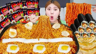 ASMR Mukbang Fire Spicy Noodles 순두부 불닭볶음탕면 라죽 먹방🍜Sundubu Buldak noodles Eating show | HIU 하이유