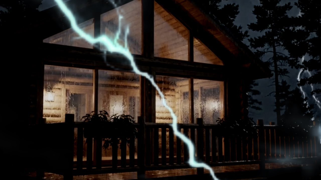 Cozy Cabin Rainstorm with Thunder Sounds ⚡ Deep Sleep ASMR | Relaxing ...