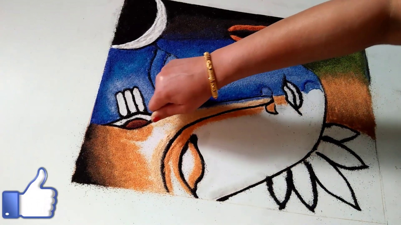 Shankar Parvati poster rangoli for Haritalika,Shravan Somvar,Mahashivratriहरितालिका रांगोळी