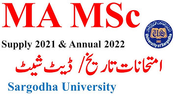 MA MSc Part 1 & 2 2nd Annual & 1st Annual 2022 Exams Date Sheet Exam Date Sargodha University UOS