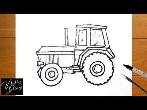 Como desenhar um trator passo a passo fácil (how to draw a tractor easy  step by step) 