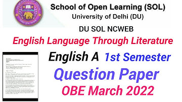 English Language Through Literature Open Book Exam Question Paper 1st Semester  b A Program DU SOL