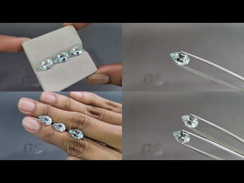 Сет аквамаринов в огранке груша 5,67 карат, Мадагаскар Видео  № 1