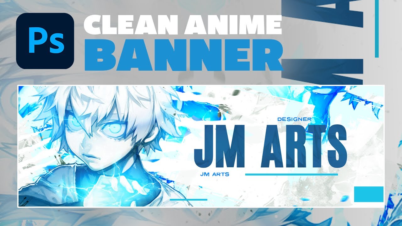 Personalize this Gradient Blue Girl Anime Rectangle Banner layout online
