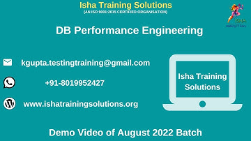 DB Performance Engineering Demo On 11th Aug. Pls contact or WhatsApp us on +91-8019952427 to enroll