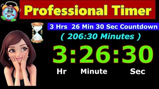 Timer Countdown 206:30 Minutes [Reverse Time] 3 Hrs 26 Min 30 Sec | Digital Clock | Whatsapp Status