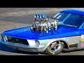Supercharged big engines drag racing action at world wide technology raceway