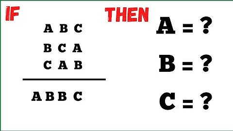 |65|Find The values of A, B and C |an interesting cryptarithmetic Problem | #maths  #pbmaths