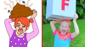 Nastya and dad open boxes with surprises to learn the alphabet x CoComelon style 😂Funny Drawing Meme
