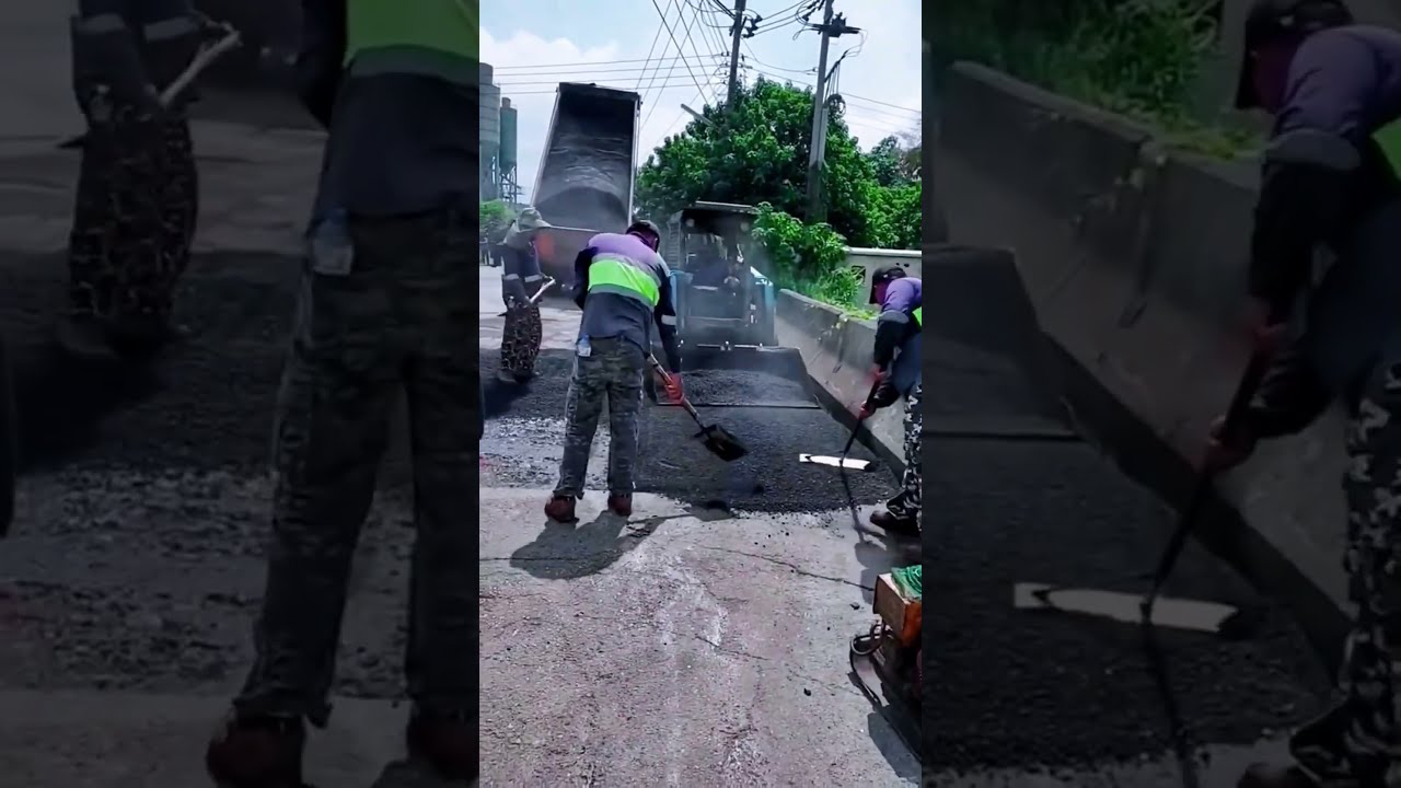 Emergency Repair Process Of Asphalt Road Collapse Good Tools And Machinery Make Work Easy