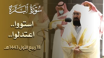 استووا.. اعتدلوا.. الشيخ عبدالرحمن السديس يُبدع في عشائية من سورة البقرة 18 ربيع الأول 1443هـ