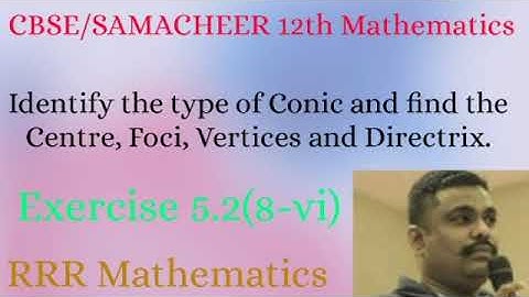 Class-12/CBSE/SAMACHEER/Identify the Conic/Find the Centre, Foci, Vertices & Directrix/TN Ex:5.2(8)