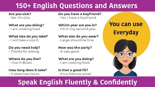 150+ English questions and answers || Speak English fluently & confidently|| English Speaking Course