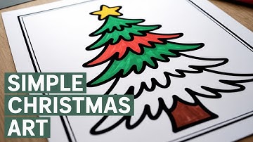 "Hoe teken je een kerstboom 🎄 Eenvoudige stap-voor-stap | Eenvoudige tekening voor kinderen"