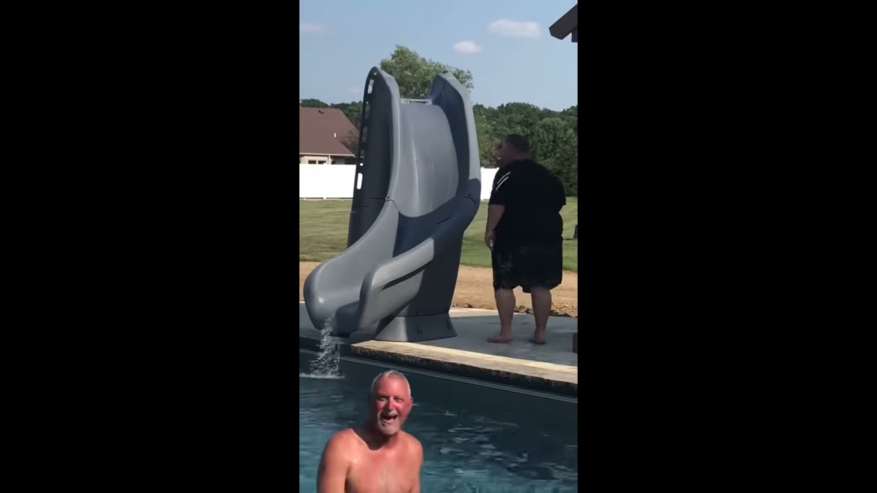 Fat Man Goes Down Water Slide