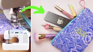 Easy Zipper Pouch Sewing Project 💄 DIY Cosmetic Bag Tutorial