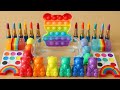 Mixing”Rainbow Bear” Eyeshadow and Makeup,parts,glitter Into Slime!Satisfying Slime Video!★ASMR★